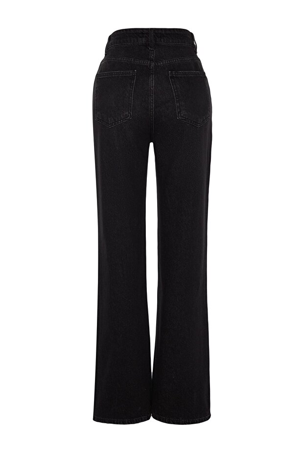 Siyah Yüksek Bel Wide Leg Geniş Paça %100 Pamuk Non-Stretch Jeans TWOAW24JE00073 - 6