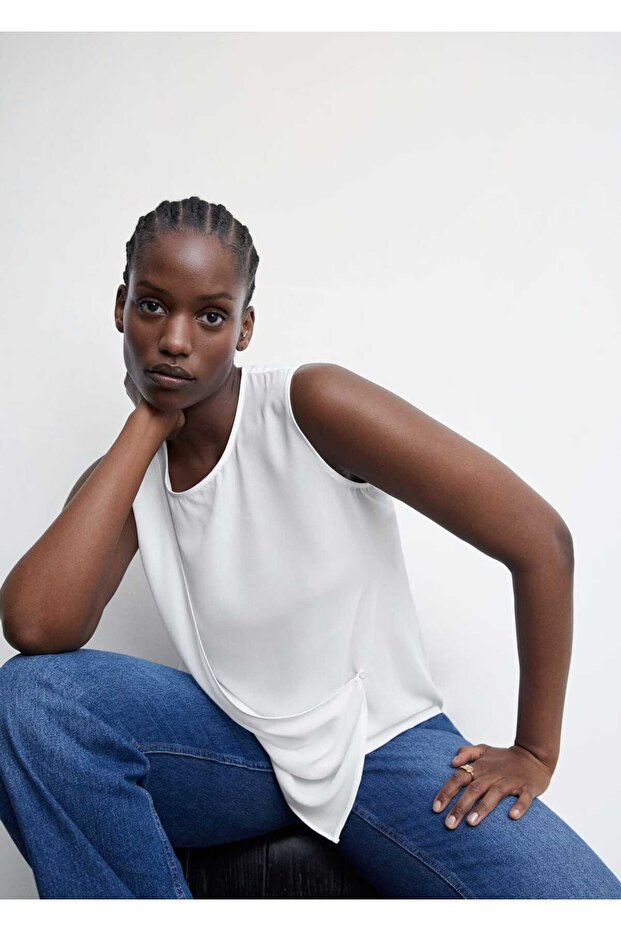 Düğmeli Kruvaze Bluz - 8