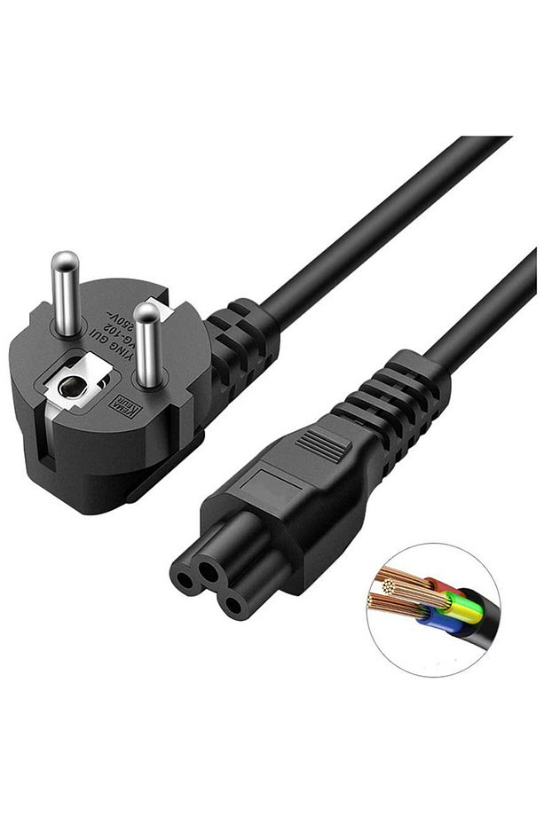 Laptop Adaptör Güç Kablosu 1.2 Mt Yonca Başlık Power Kablo Notebook Şarj Adaptörü İçin - 3