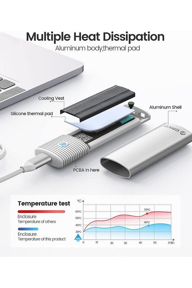 USB3.2 Gen2 10Gbps 4TB M.2 NVME NGFF SSD Harddisk Kutusu, SATA PCIe M-Key B+M Key, Beyaz uyumlu - 6