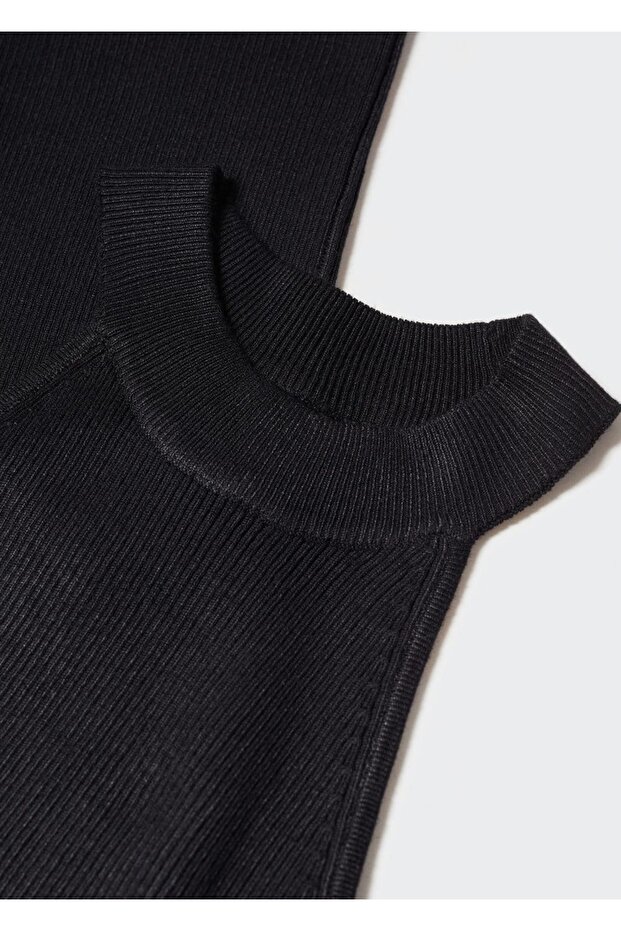 Halter Yaka Triko Elbise - 5