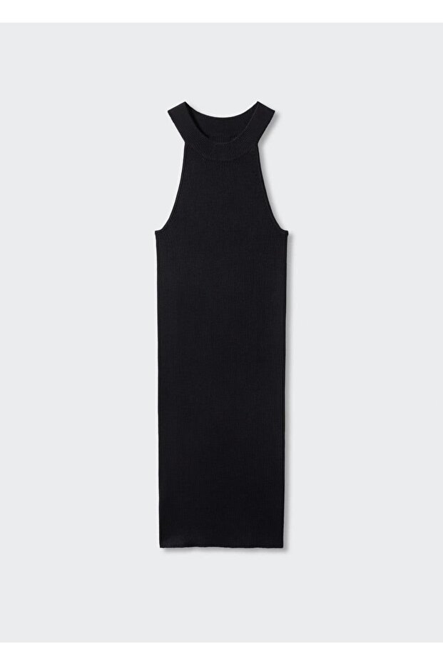 Halter Yaka Triko Elbise - 3