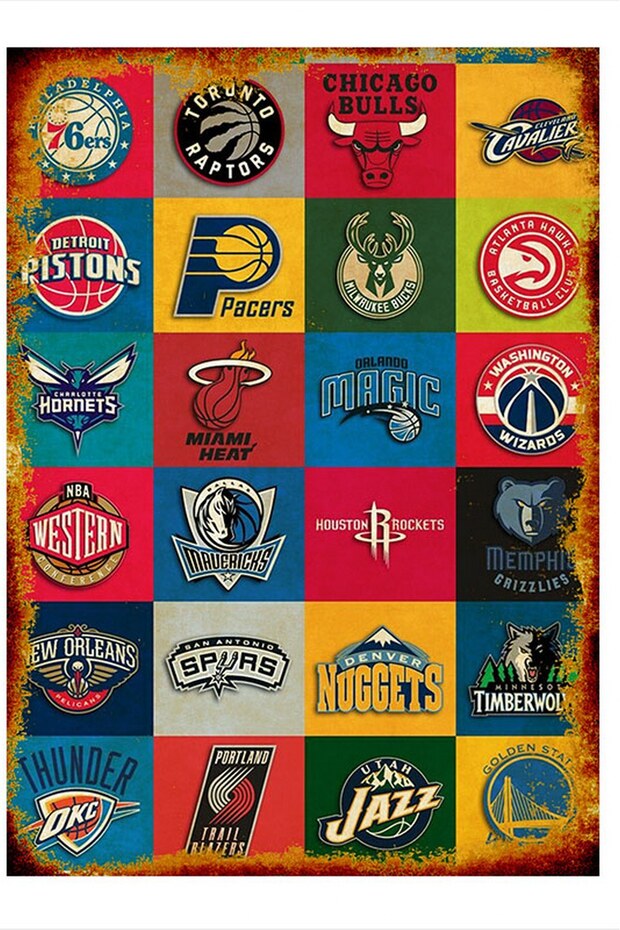 Nba Logoları Mdf Poster - 1