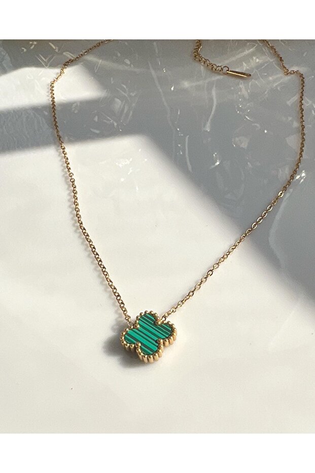 Çelik Model Yeşil Kolye - 3