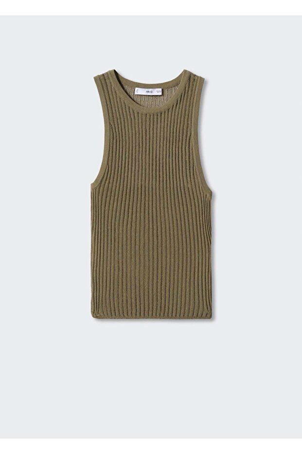 Delikli Triko Ribana Bluz - 3