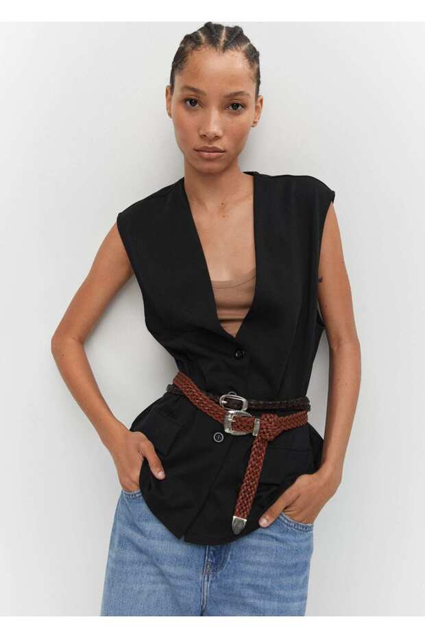 Düz Kesim Oversize Yelek - 7