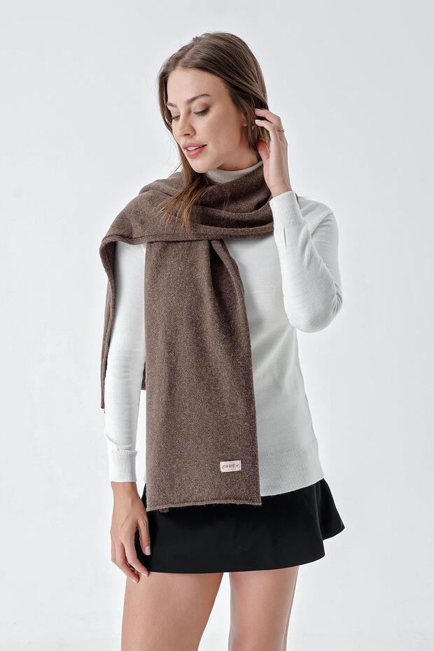 Women's Melange Soft Button Scarf Brown 23W506