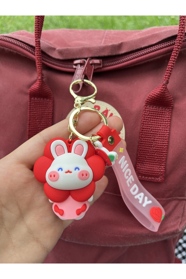 لطيف الأرنب الأبيض Kawaii 3D سيليكون مفتاح سلسلة حقيبة ومحفظة ملحق Bff عزيزي هدية