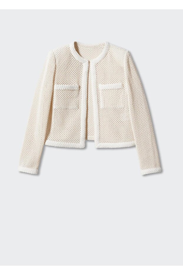 Delikli Kadın Triko Ceket - 3