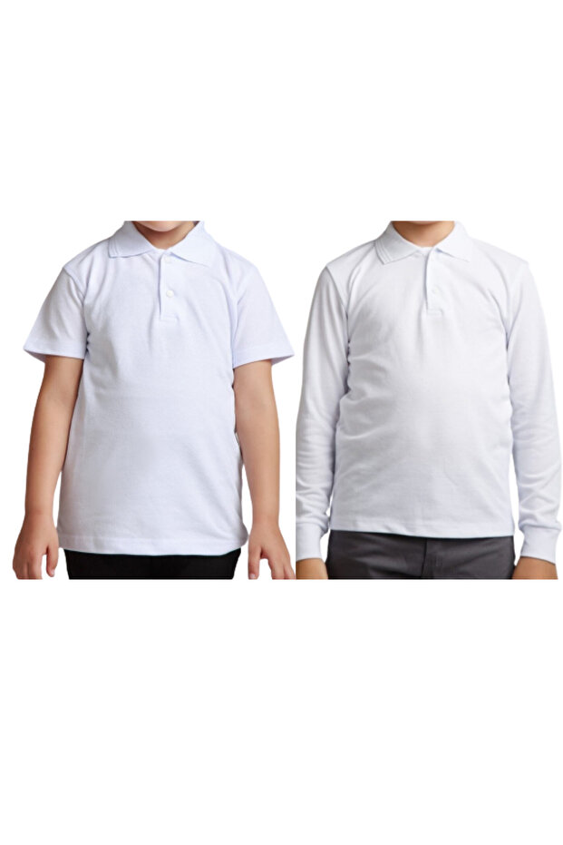 Unisex Polo Neck 2-pack T-shirt Long Sleeve + Short Sleeve