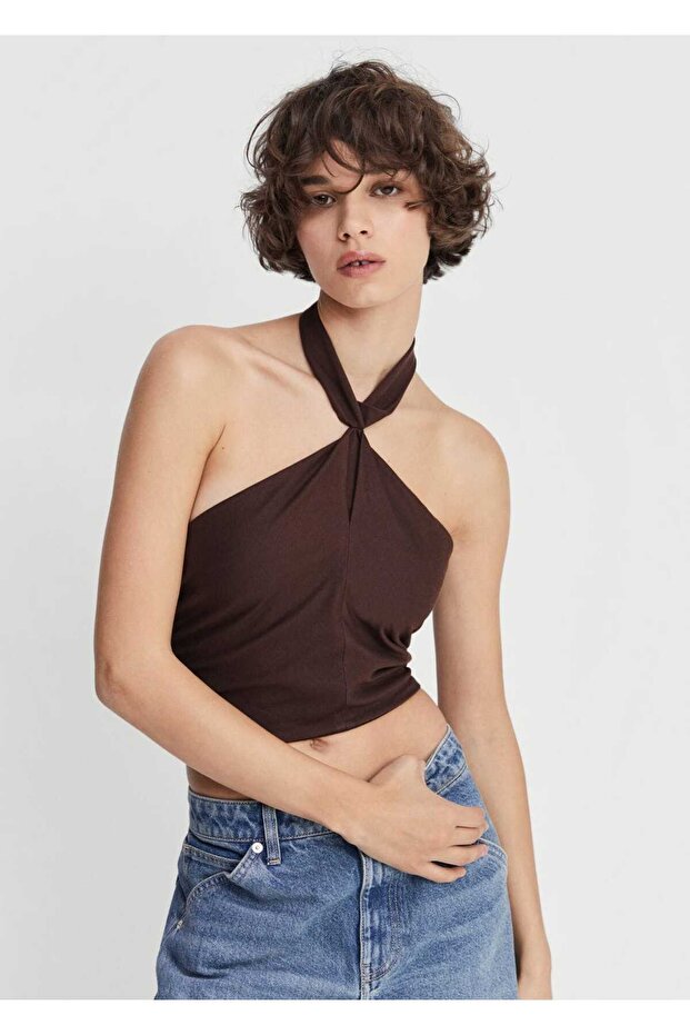 Halter Yaka Crop Bluz - 1