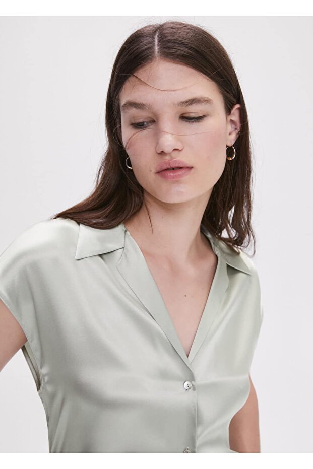 Saten İpek Gömlek - 7