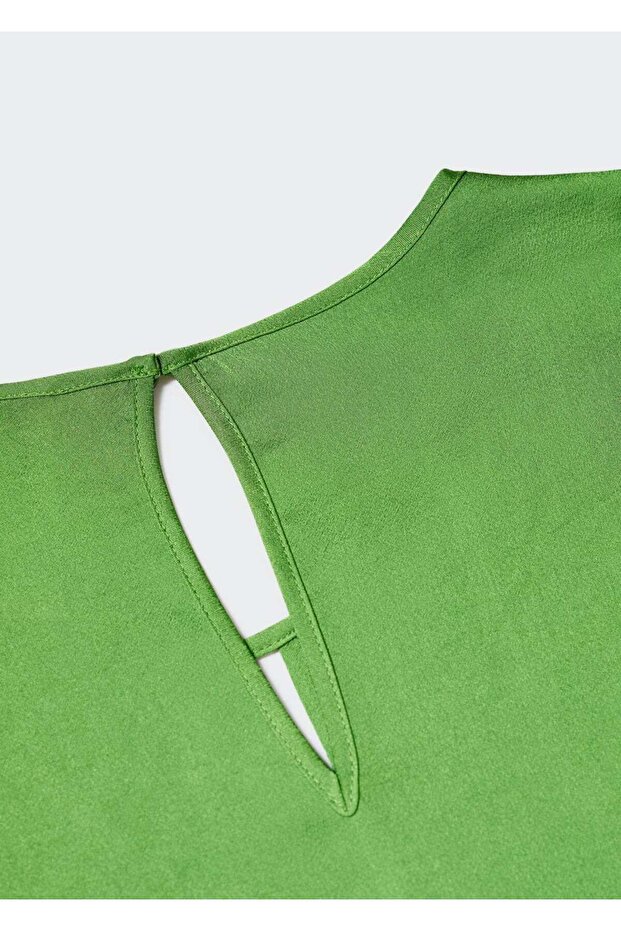 Yırtmaçlı Saten Bluz - 5