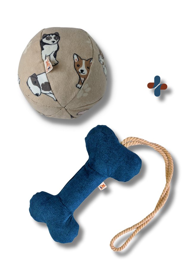 Hoppie Sound Ball Dog Toy + Bestie Traction Bone Dog Toy