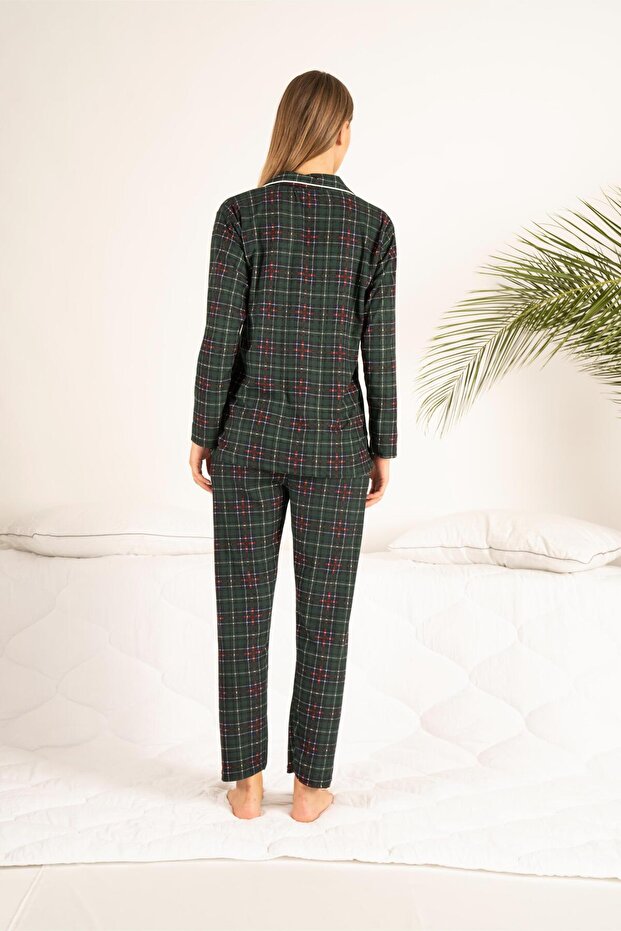 مجموعة بيجامة منقوشة بأزرار - 7