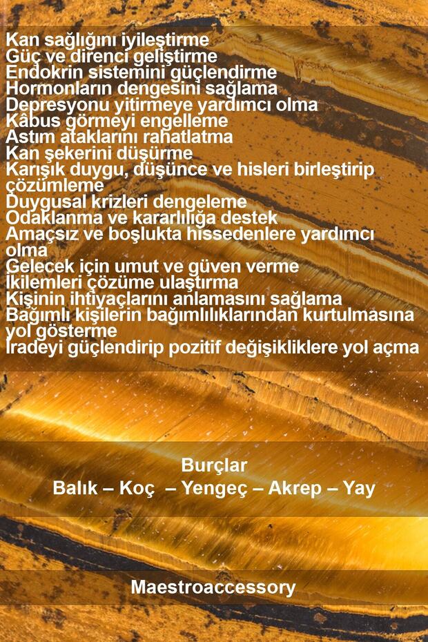 El Yapımı Kaplan Gözü Kalp Doğaltaş Kolye - 1