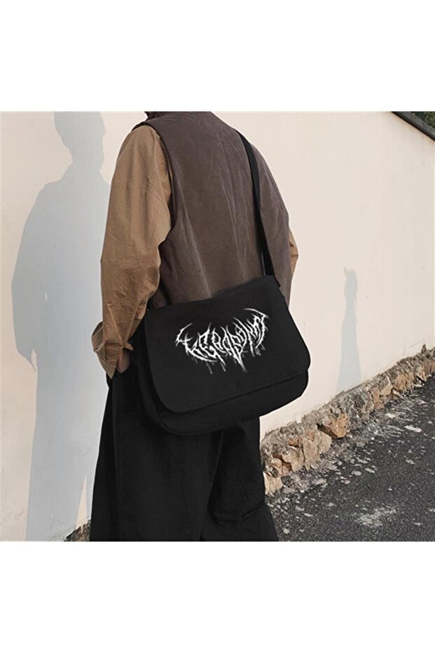 BlackCo Vulvodynia Logo Printed Unisex Black Messenger Bag