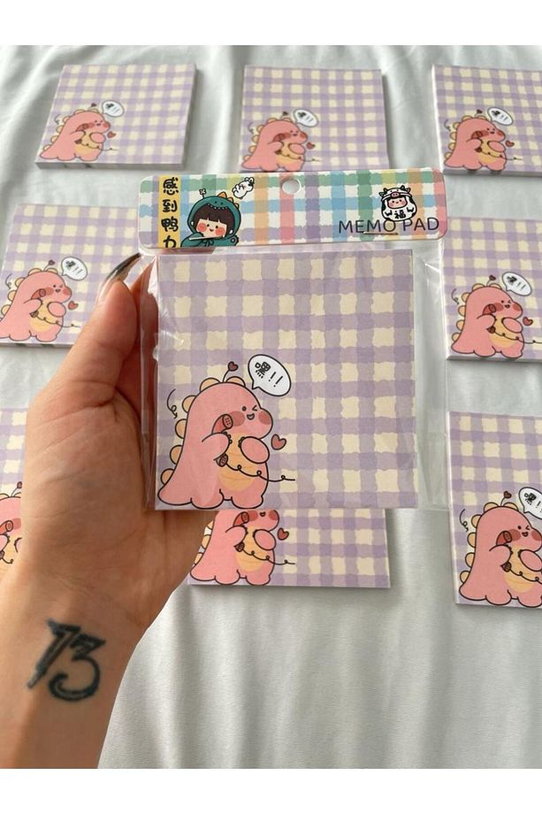 Pink Dinozor Memo Pad Kare Not Defteri - 4