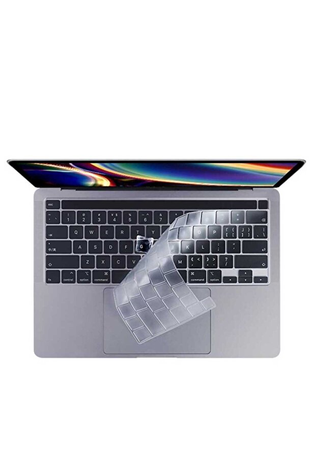 Apple Macbook 16.2' 2021 A2485 واقي لوحة المفاتيح الشفاف السائل والغبار وسادة لوحة المفاتيح التركية Q