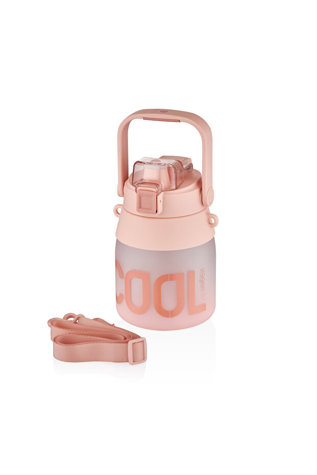 1000ml Single Lid Motivational Water Bottle Softtouch with Straw and Carrying Strap