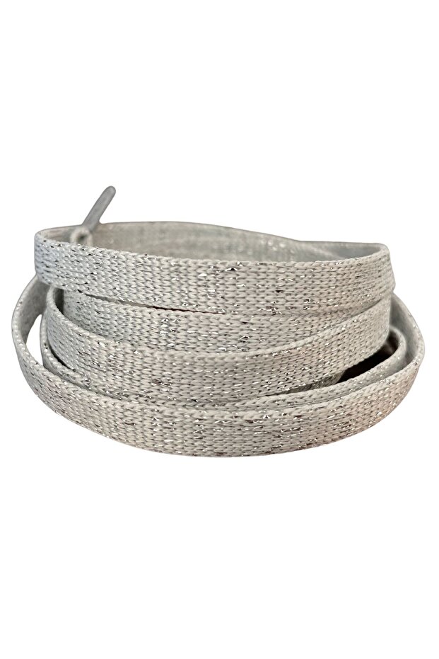 120 Cm Glitter Flat Laces, Casual and Sports Shoelaces, 1 Pair, Gray with Silver Glitter
