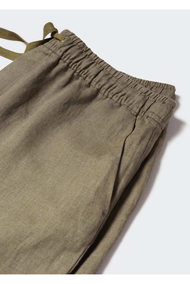 Büzgülü Keten Şort - 6