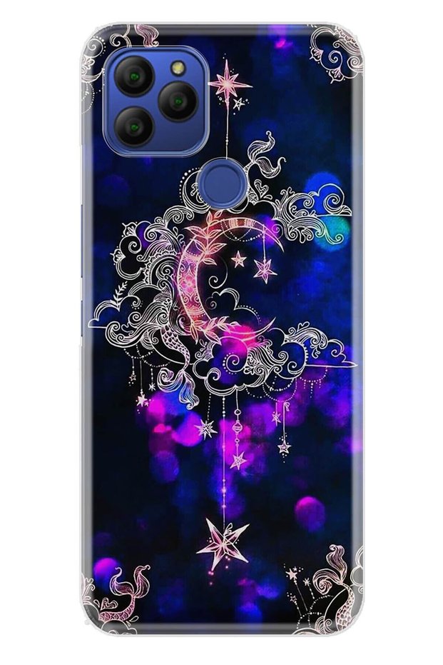 General Mobile Gm 21 Case Pure Modern Patterned Silicone Cover Crescent Star Neon Mandala