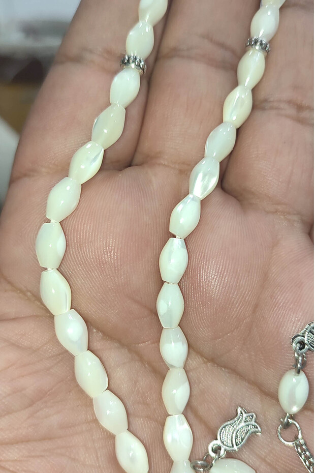 Mother of Pearl Stone Barley Cut 6*9 mm Natural Natural Stone Rosary