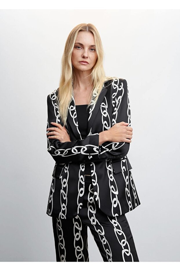 Chain Patterned Blazer Jacket - 1