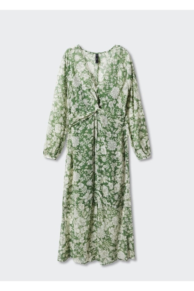 Desenli Midi Elbise - 3