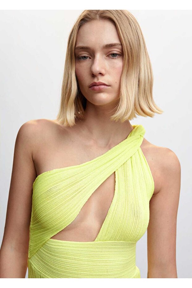 Yırtmaçlı Asimetrik Elbise - 7