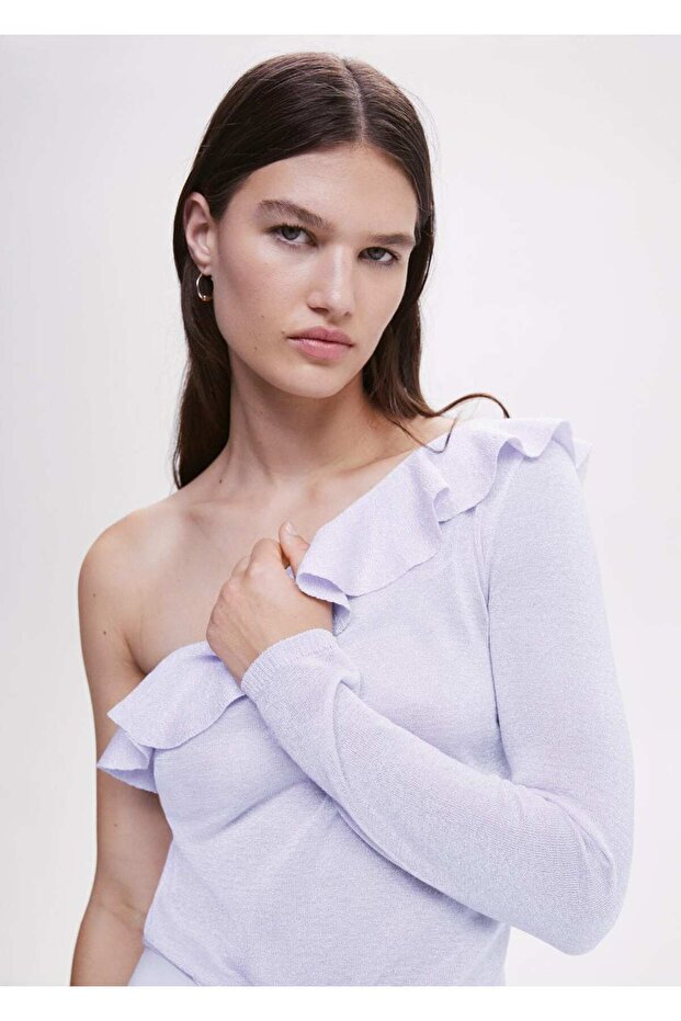 Asymmetrischer Pullover mit Schwungrad - 7