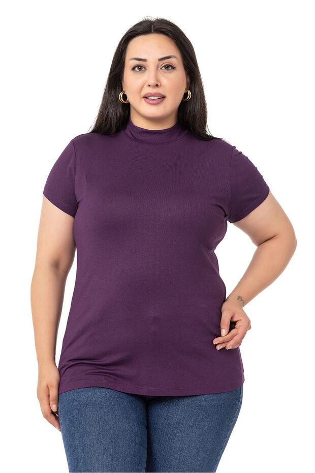 Large Size Half Fisherman Short Sleeve Viscose Plum Body