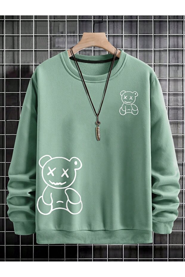 سويت شيرت مانفينيتي هايبي مواد بطبعة دب باللون الأخضر - 5