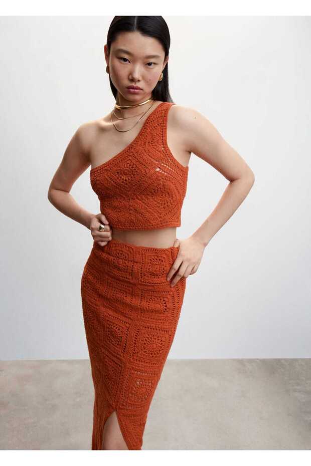 Yırtmaçlı Kroşe Etek - 7