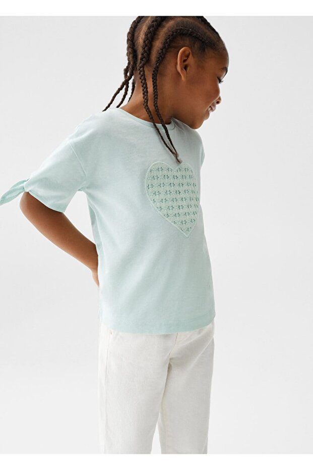 Kalp Işlemeli Tişört - 1