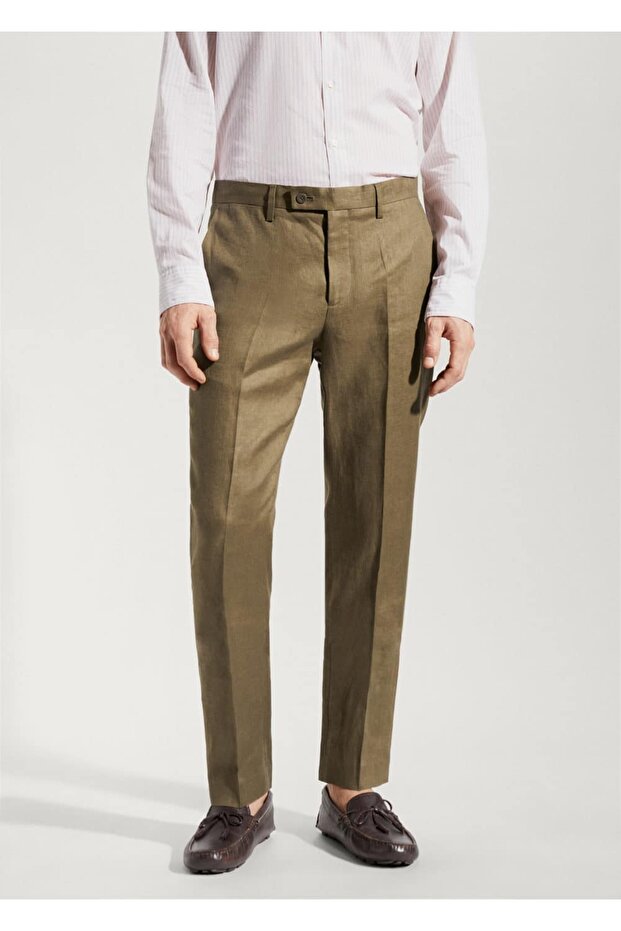 %100 Keten Pantolon - 1