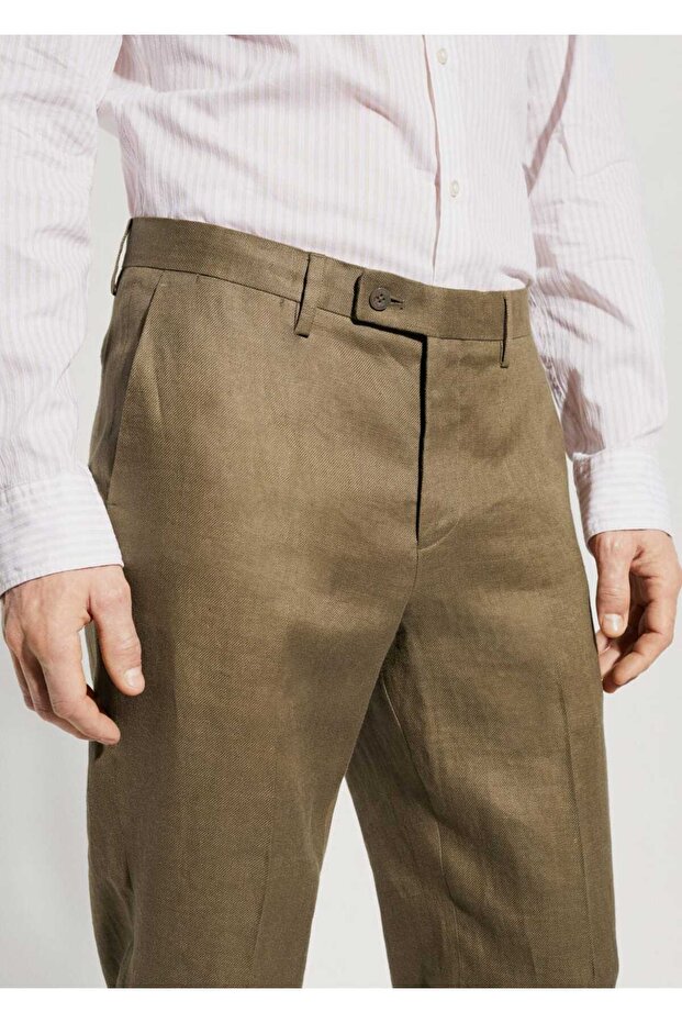 %100 Keten Pantolon - 7