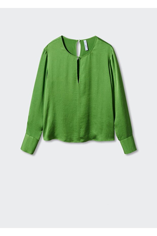 Yırtmaçlı Saten Bluz - 3