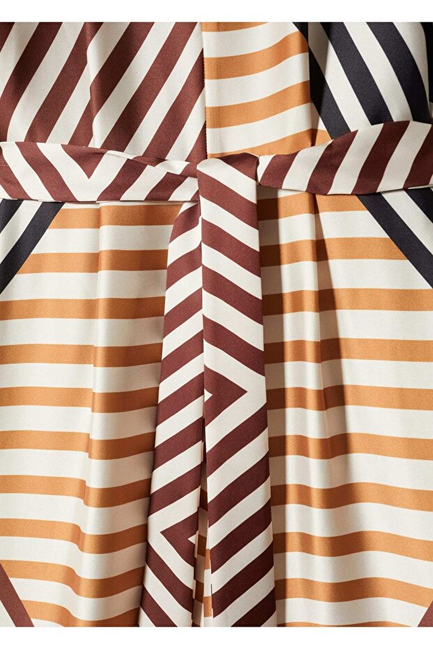 Çizgili Saten Tulum - 6
