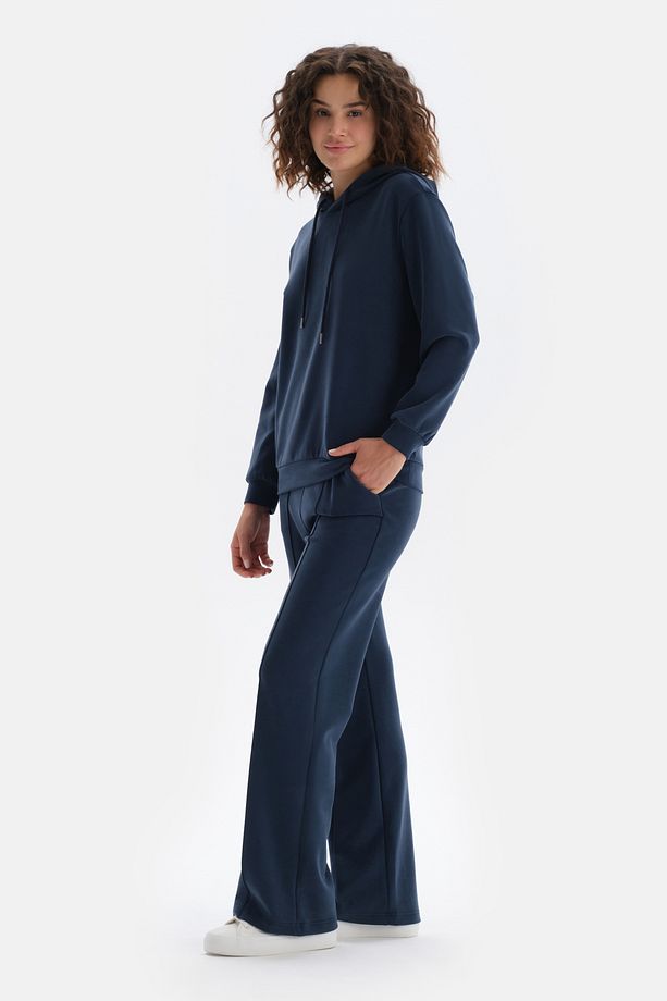 Indigo Uzun Kollu Kapüşonlu Sweatshirt - 3