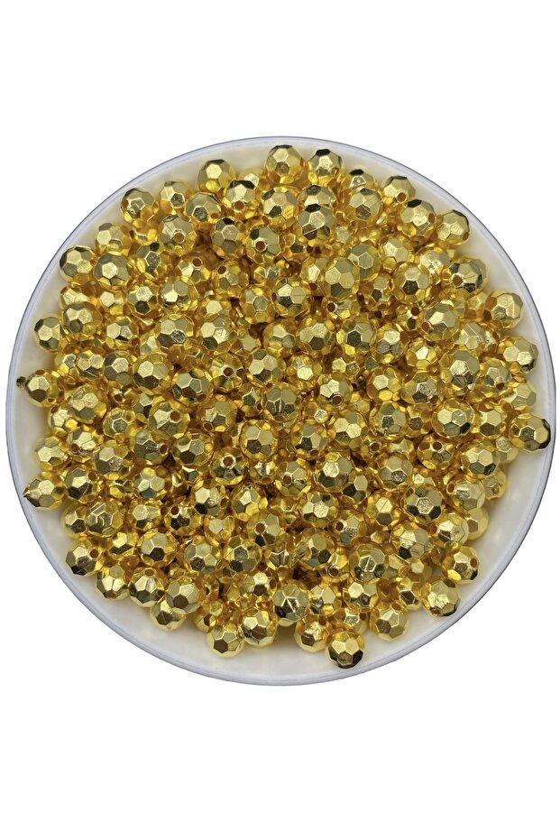 8mm Honeycomb Model Gold-Goldenyellow Color CCB Metalized Plastic Beads,,Bag Beads (50gr,~150 Pieces)