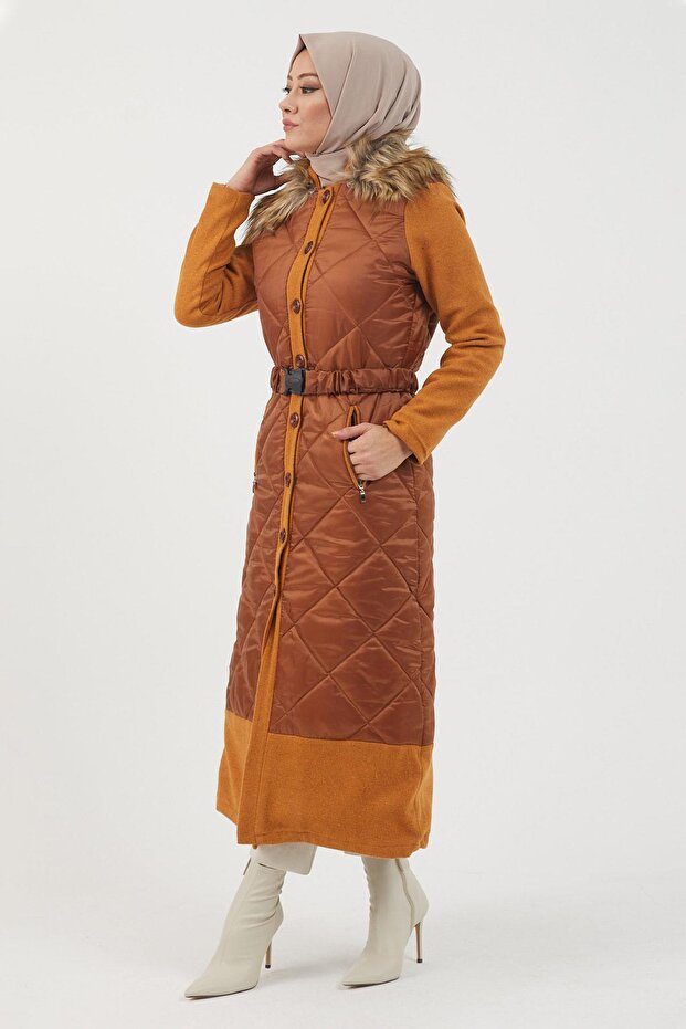 Düğmeli Kaşe Taba 2358 - 3