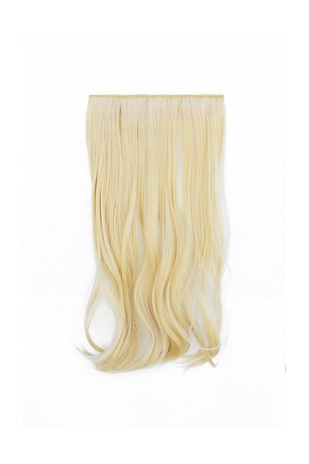 Isıya Dayanıklı Yarımay Çıt Çıt Saç - 613c - Platin Sarı - Dalgalı - 60 cm - 110 cr - 2