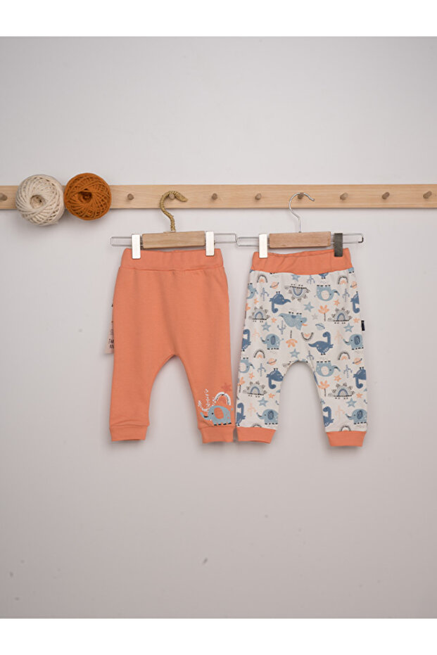 Baby Cotton Printed Elastic Leg Set of 2 Single Bottoms 3-18 Months