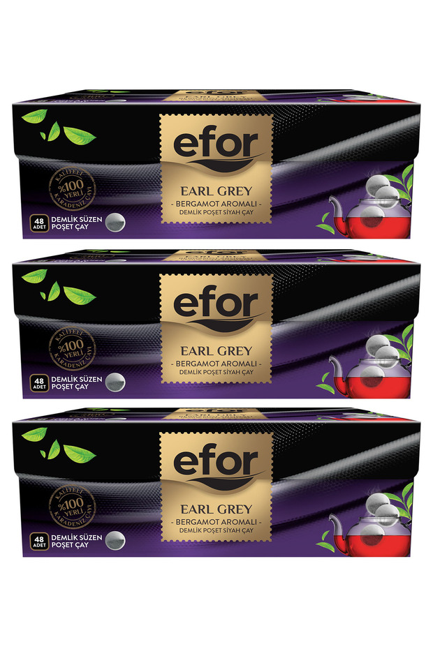 Earl Grey Demlik Poşet Çay 48li 3lü Set - Demlik Poşet Çay 144 Adet - 1