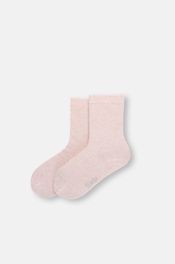 Pembe Kız Çocuk Fırfır Lastikli Çorap 2'Li - 4
