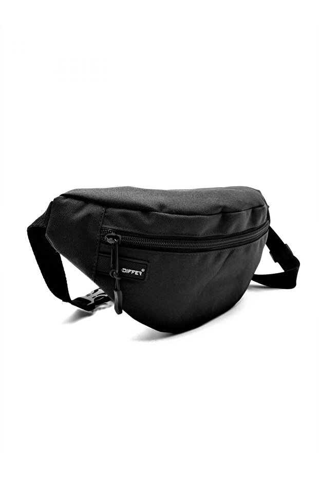 Black Color Crossbody Waist Bag/water Resistant Fabric/unisex/large Inner Volume