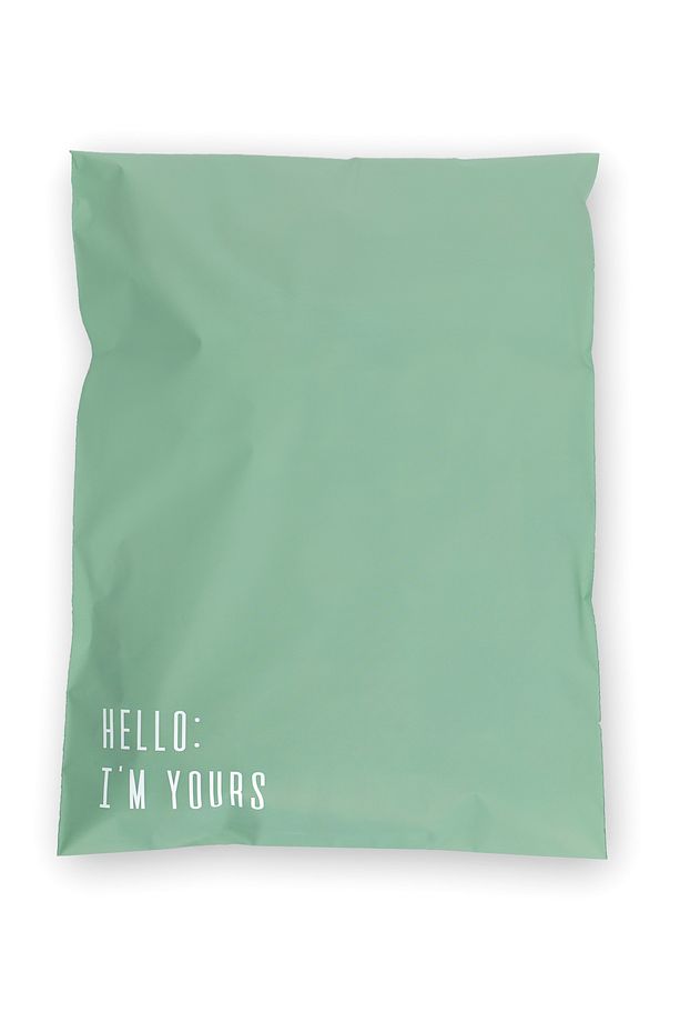 Renkli Kargo Poşeti - 22x31 Cm - Yeşil - 100 Adet - 'hello I'm Yours' Baskılı - 1