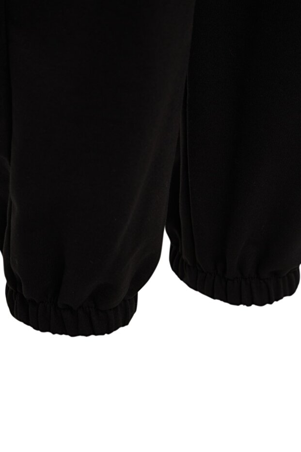 Černé tepláky Jogger Leg Elastické pletené Plus Size Tbbss22Ea0065 - 7